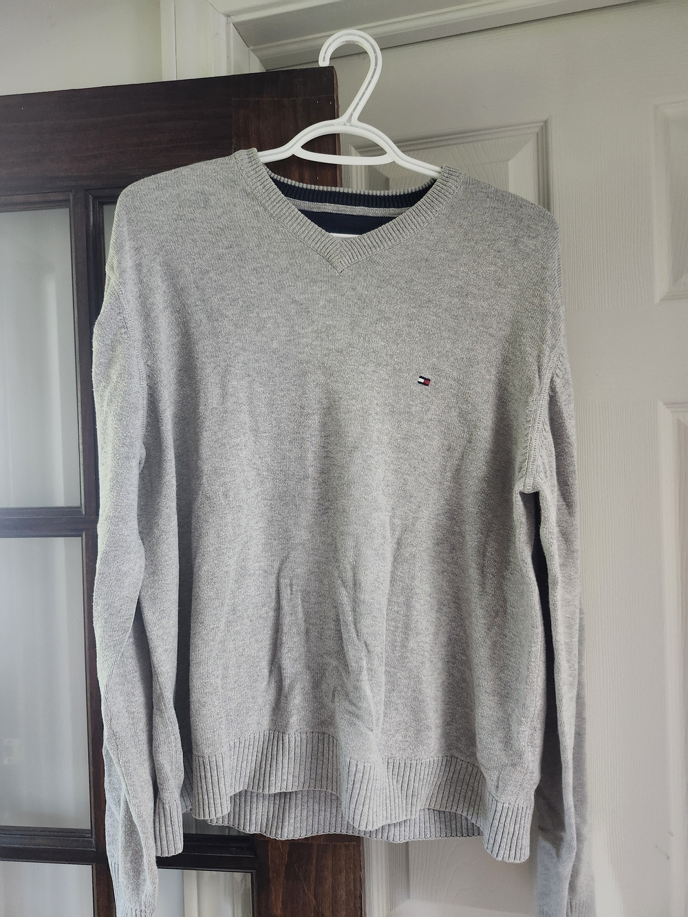 Tommy Hilfiger Light Gray V-Neck Sweater